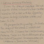 Larissa Veronica Madonna Artists Notes