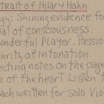 Portrait of Hilary Hahn Artist Notes